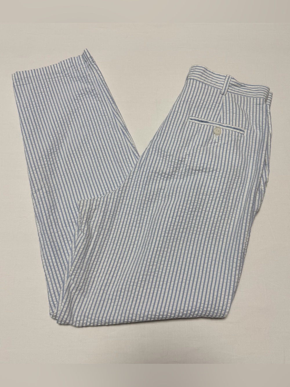 Vintage Liz Sport Petite Vertical Striped Seersucker Pants
